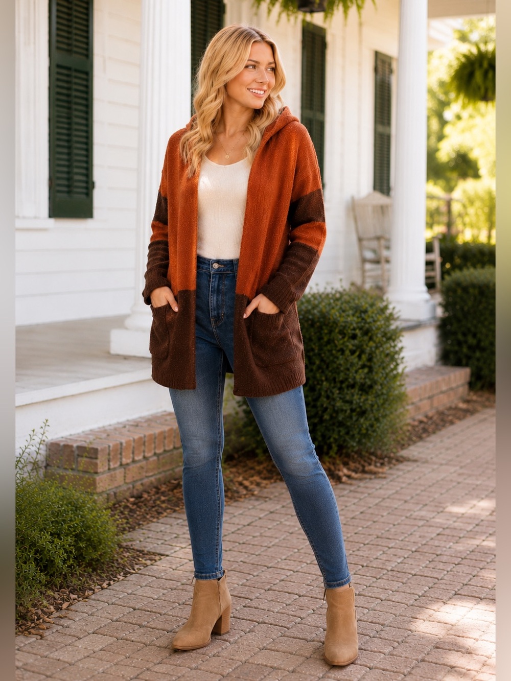 Umgee Chestnut Ridge Cardigan Hooded Open Front Sweater